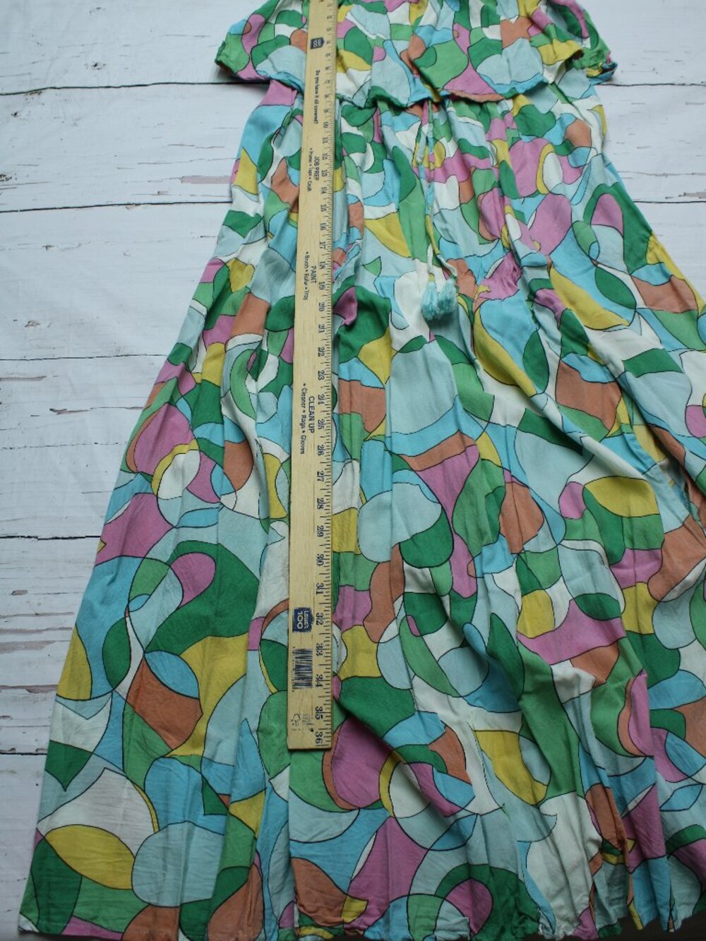 Japna Abstract Graphic Print Rayon Strapless Maxi Dress Multicolor Size L Boho - Picture 7 of 8